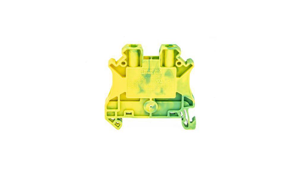 UT 2.5-PE Series Green/Yellow Earth Terminal Block, 0.14 ... 4mm², Single-Level, Screw, Pack of 10 pieces